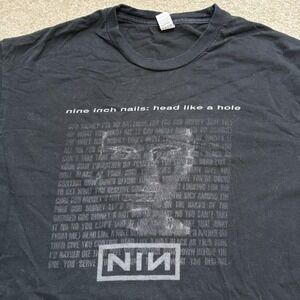 Nine Inch Nails Band Shirt Mens Large Black Head Like A Hole Graphic Tee NIN Y2K